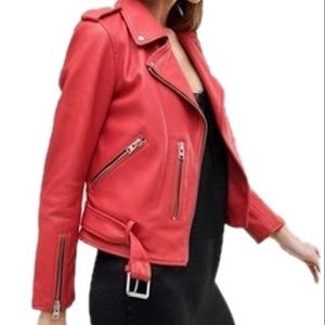 ISO all saints red leather jacket size 4